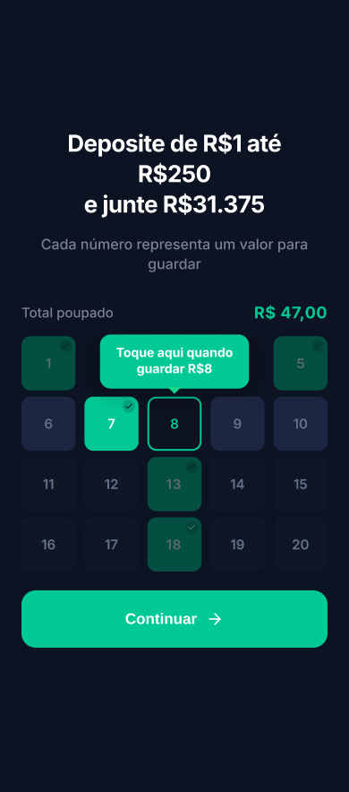 Tela funcional do app Desafio Poupar